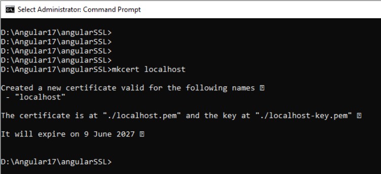 Creating self signed certificate using mkcert
